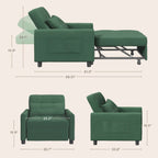 3 in 1 Pull Out Sleeper Sofa Bed, Convertible Modern Adjustable Upholstered Sleeper Chair Sofa