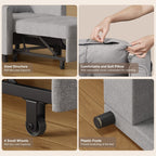 3 in 1 Pull Out Sleeper Sofa Bed, Convertible Modern Adjustable Upholstered Sleeper Chair Sofa