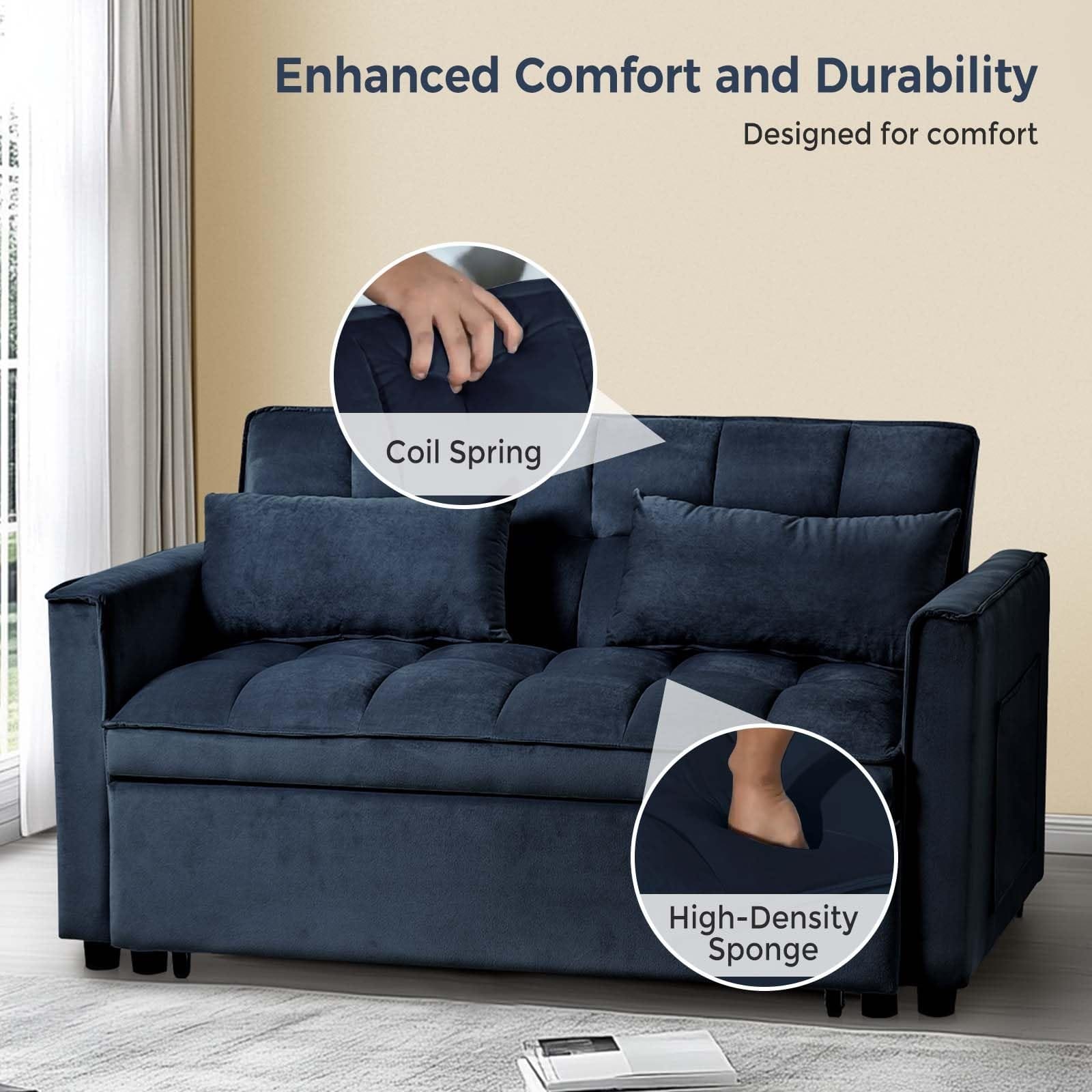 3 in 1 Velvet Sofa Bed with Adjustable Backrest