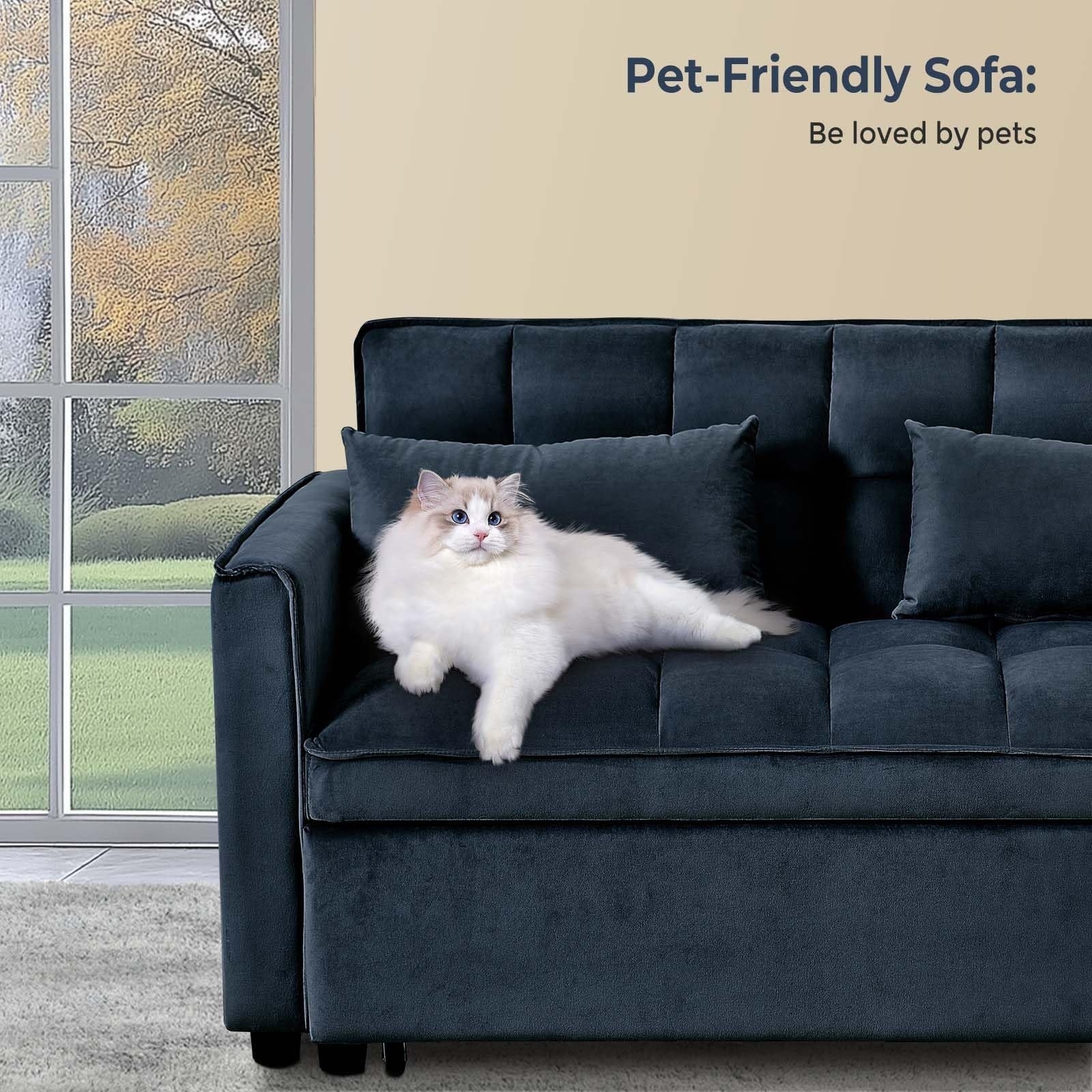 3 in 1 Velvet Sofa Bed with Adjustable Backrest