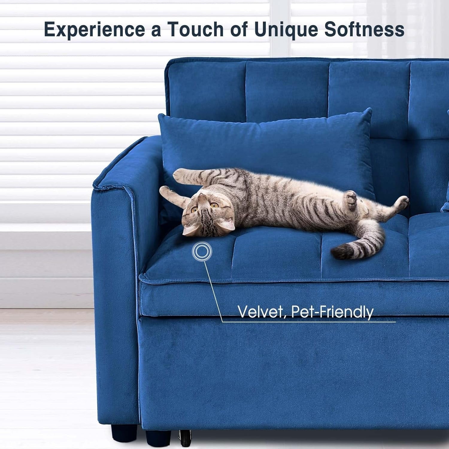 3 in 1 Velvet Sofa Bed with Adjustable Backrest