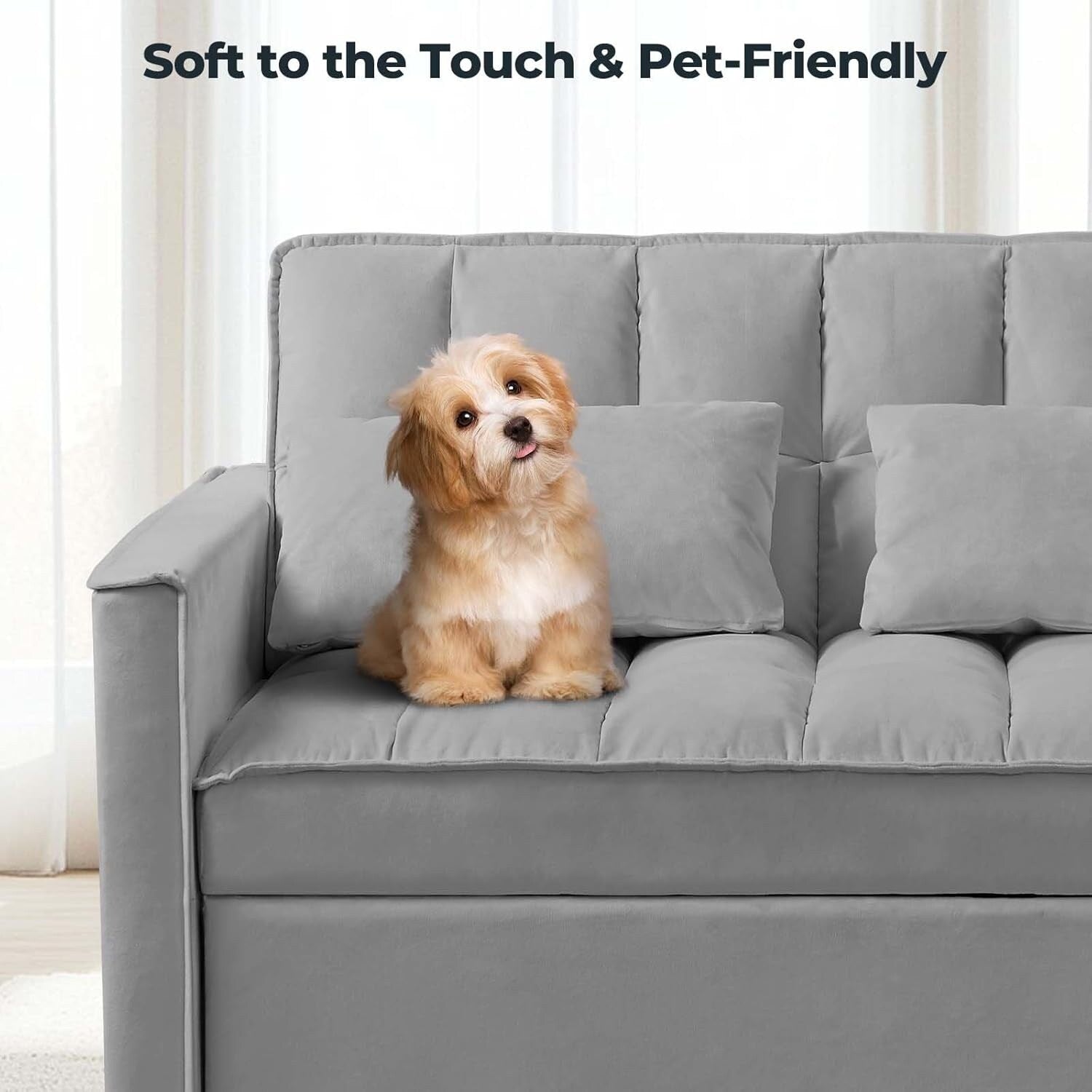3 in 1 Velvet Sofa Bed with Adjustable Backrest
