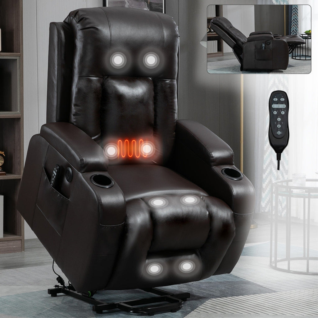 Power Lift Recliner Elderly Infinite 8 Massage Heat USB Cup Holders