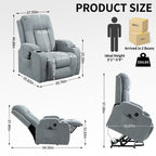 Power Lift Recliner Elderly Infinite 8 Massage Heat USB Cup Holders