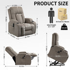 Power Lift Recliner Elderly Infinite 8 Massage Heat USB Cup Holders