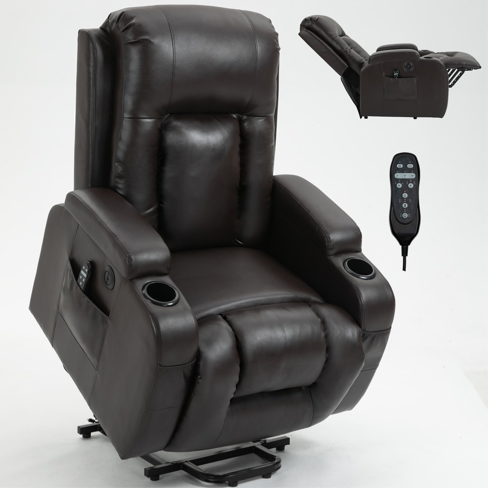 Power Lift Recliner Elderly Infinite 8 Massage Heat USB Cup Holders