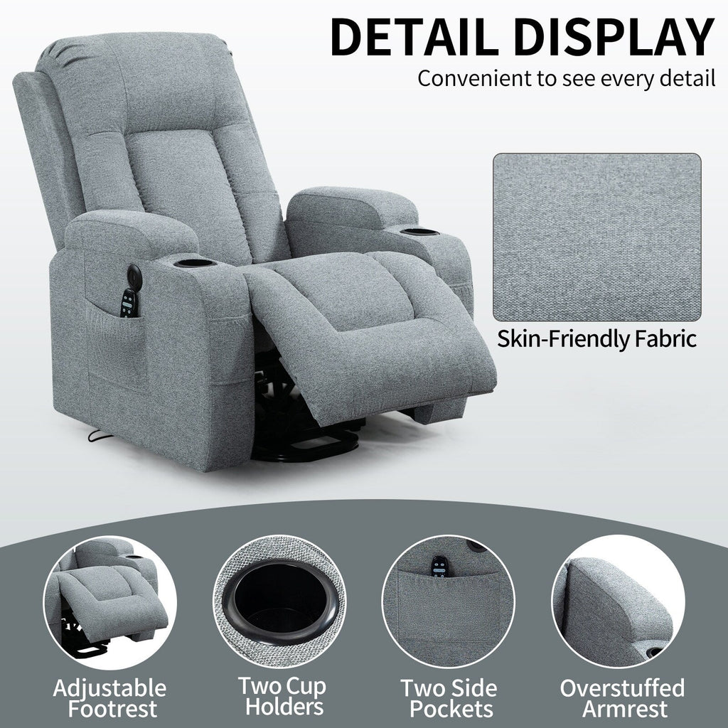 Power Lift Recliner Elderly Infinite 8 Massage Heat USB Cup Holders