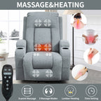 Power Lift Recliner Elderly Infinite 8 Massage Heat USB Cup Holders