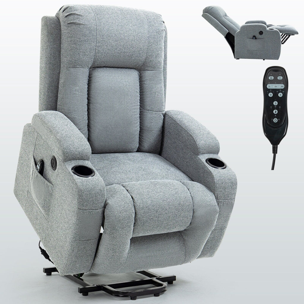 Power Lift Recliner Elderly Infinite 8 Massage Heat USB Cup Holders