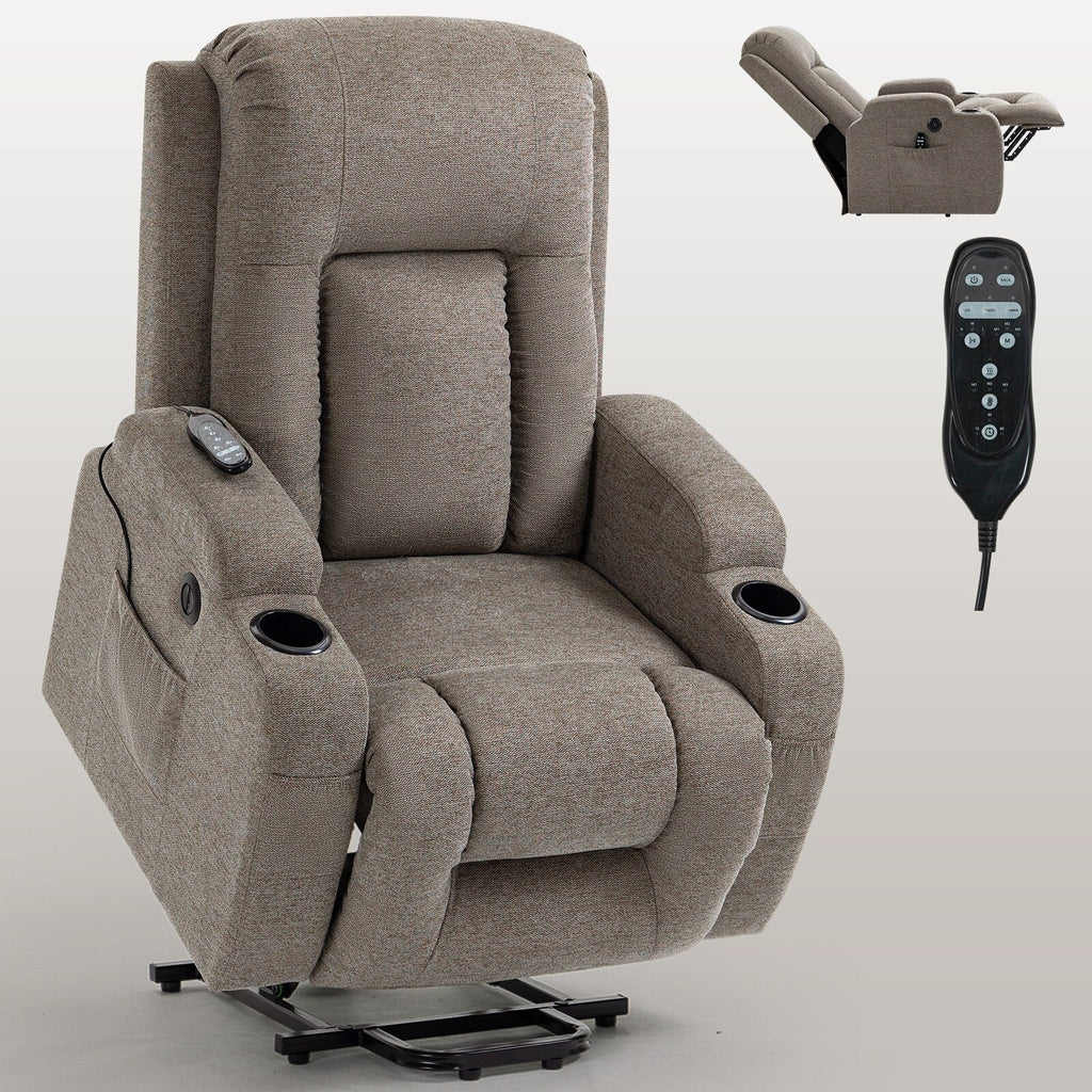 Power Lift Recliner Elderly Infinite 8 Massage Heat USB Cup Holders