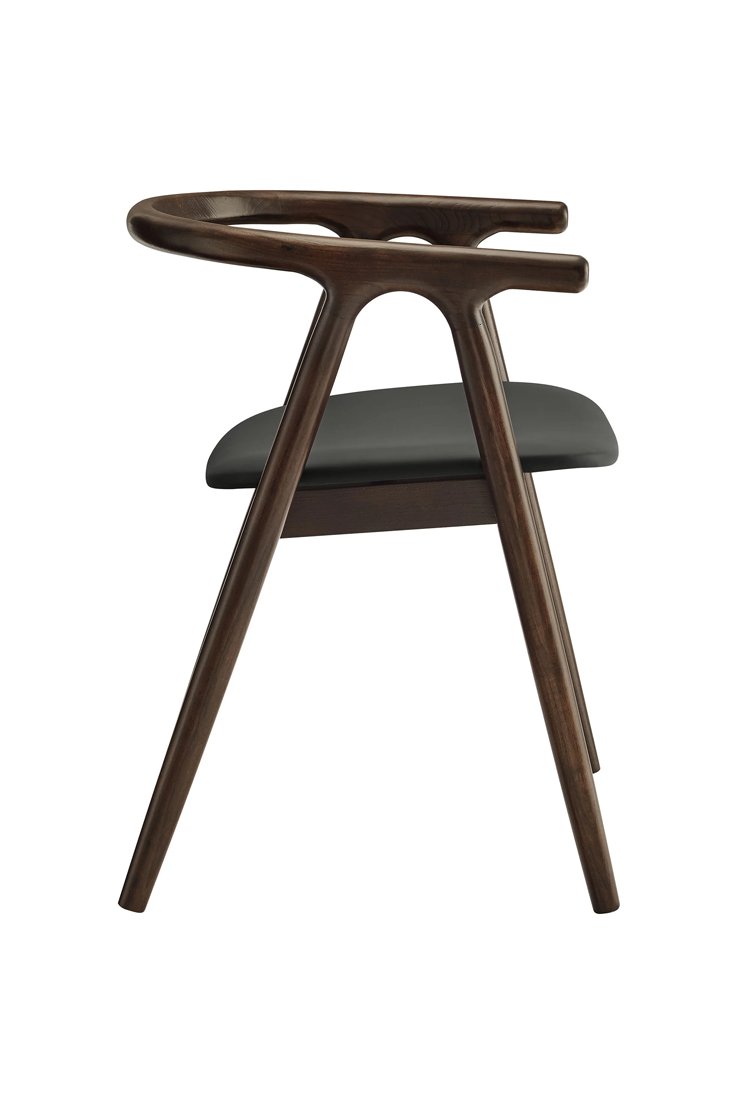 Chaise de salle à manger Serene en cuir et bois, noire
