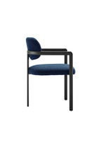 Chaise de salle à manger Marbella en tissu et métal, noir et bleu marine