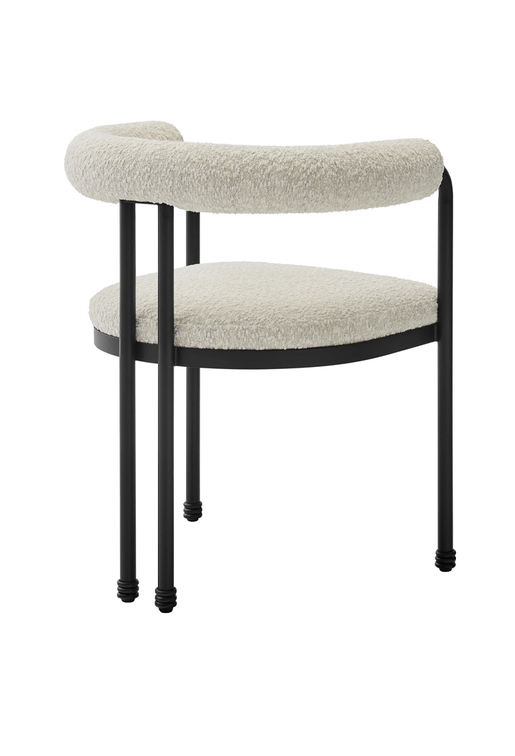 Chaise de salle à manger Aveline à dossier incurvé en métal et boucle, perle noire