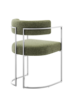 Chaise de salle à manger Ardenza à dossier incurvé en tissu et métal, feuille d'argent
