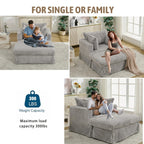 47.7 Oversized Corduroy Chaise Lounge with Ottoman Recliner