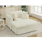 47.7 Oversized Corduroy Chaise Lounge with Ottoman Recliner