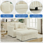 47.7 Oversized Corduroy Chaise Lounge with Ottoman Recliner