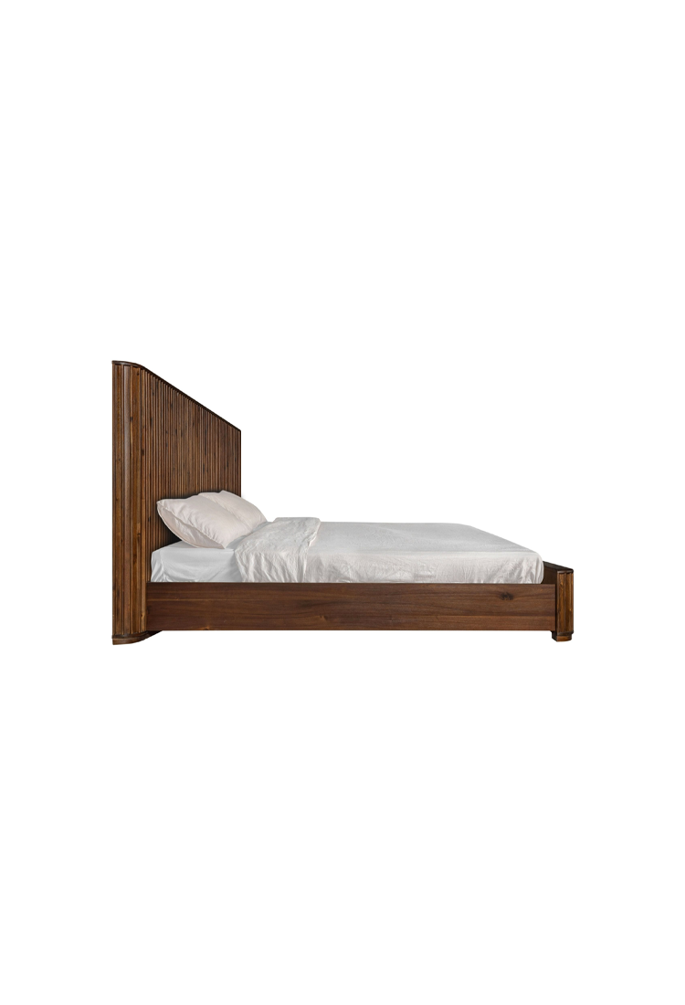 Lit King Cadenza en acacia, noyer