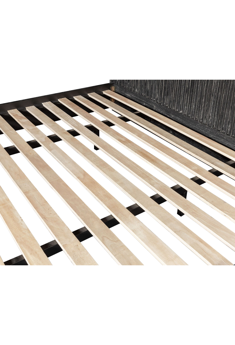 Lit Queen Cadenza en acacia, noir
