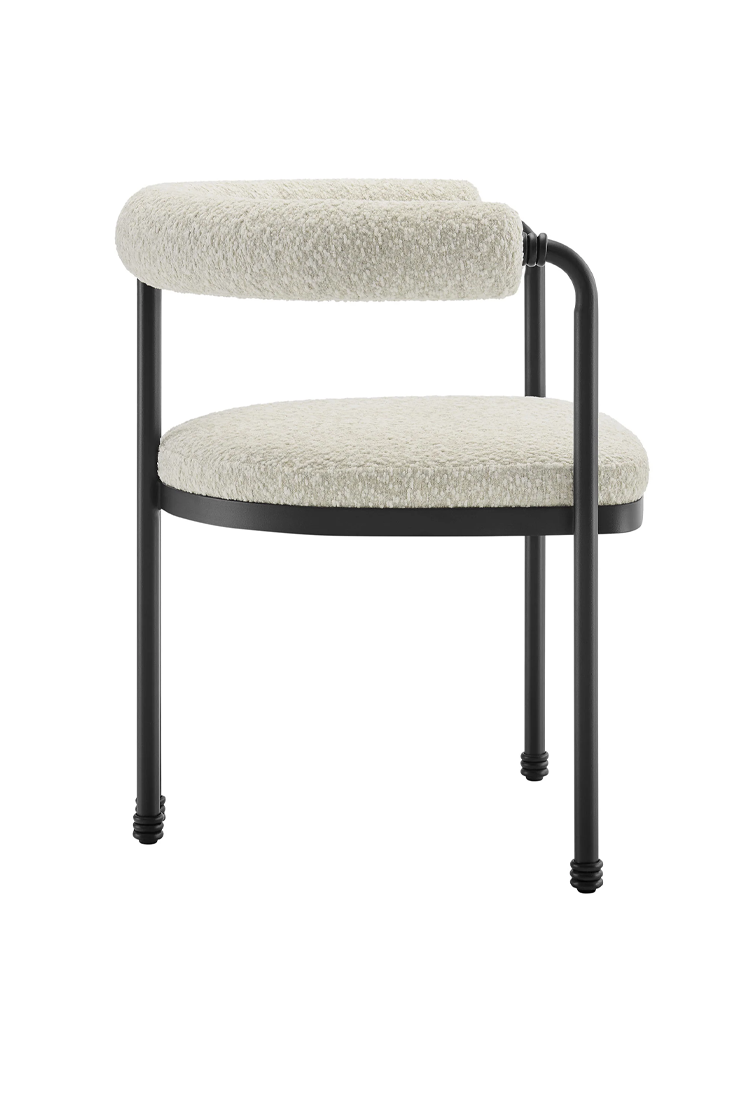 Chaise de salle à manger Aveline à dossier incurvé en métal et boucle, perle noire