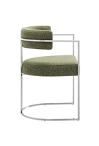 Chaise de salle à manger Ardenza à dossier incurvé en tissu et métal, feuille d'argent