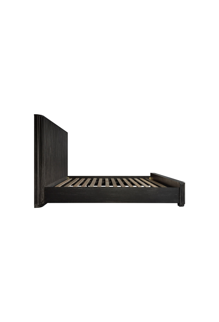 Lit Queen Cadenza en acacia, noir