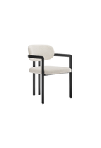 Chaise de salle à manger Marbella en tissu et métal, noir crème