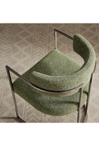 Chaise de salle à manger Ardenza à dossier incurvé en tissu et métal, feuille d'argent