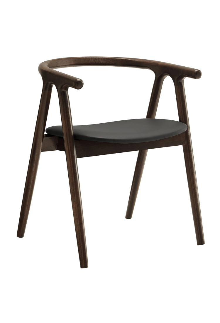 Chaise de salle à manger Serene en cuir et bois, noire