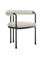 Chaise de salle à manger Aveline à dossier incurvé en métal et boucle, perle noire