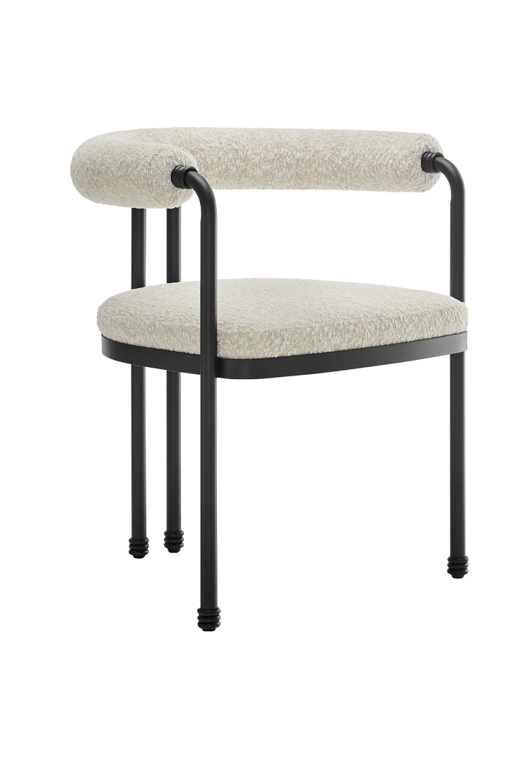 Chaise de salle à manger Aveline à dossier incurvé en métal et boucle, perle noire