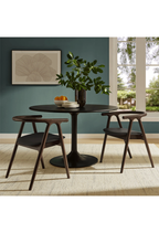 Chaise de salle à manger Serene en cuir et bois, noire