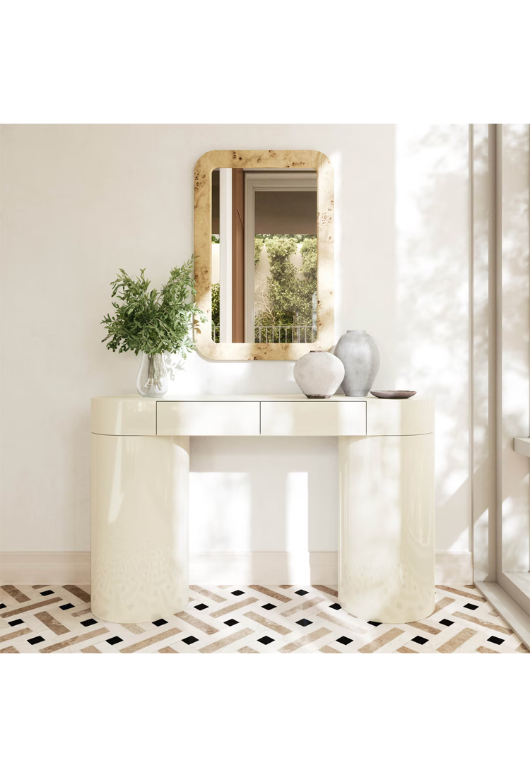 Console Nymera haute brillance, couleur crème