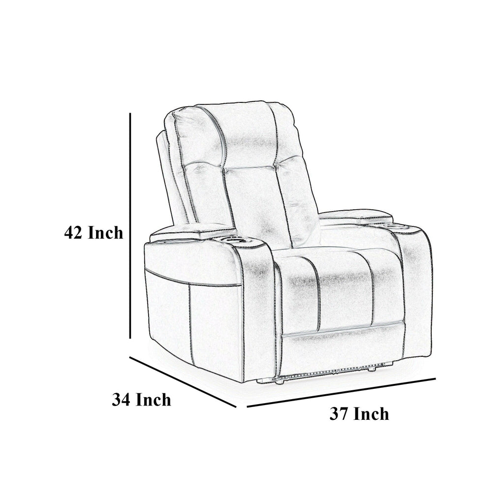 Callum Power Recliner Chair, Adjustable Headrest, Black Faux Leather