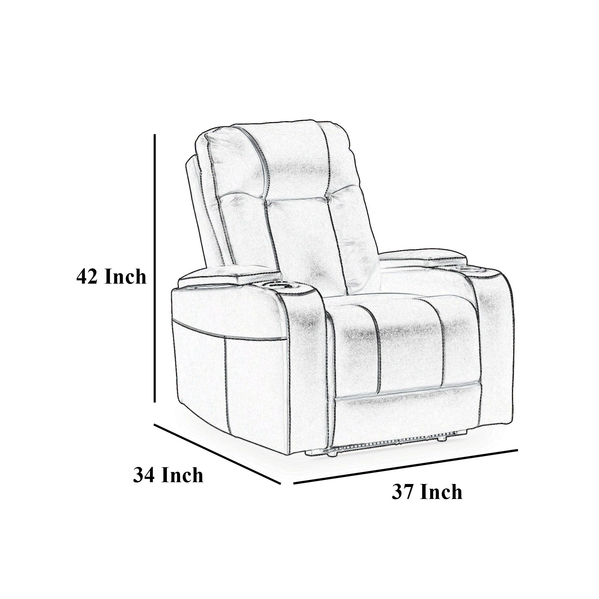 Callum Power Recliner Chair, Adjustable Headrest, Black Faux Leather