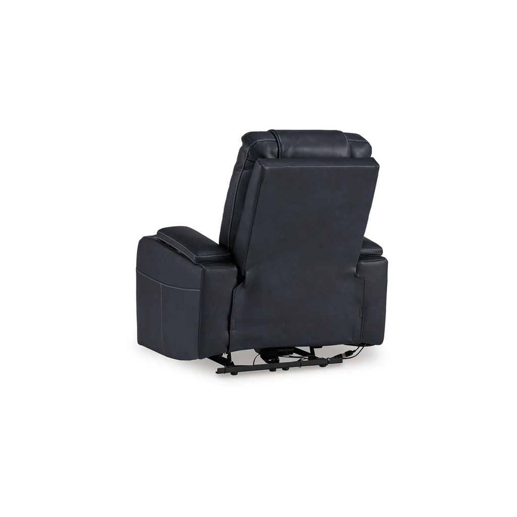 Callum Power Recliner Chair, Adjustable Headrest, Black Faux Leather