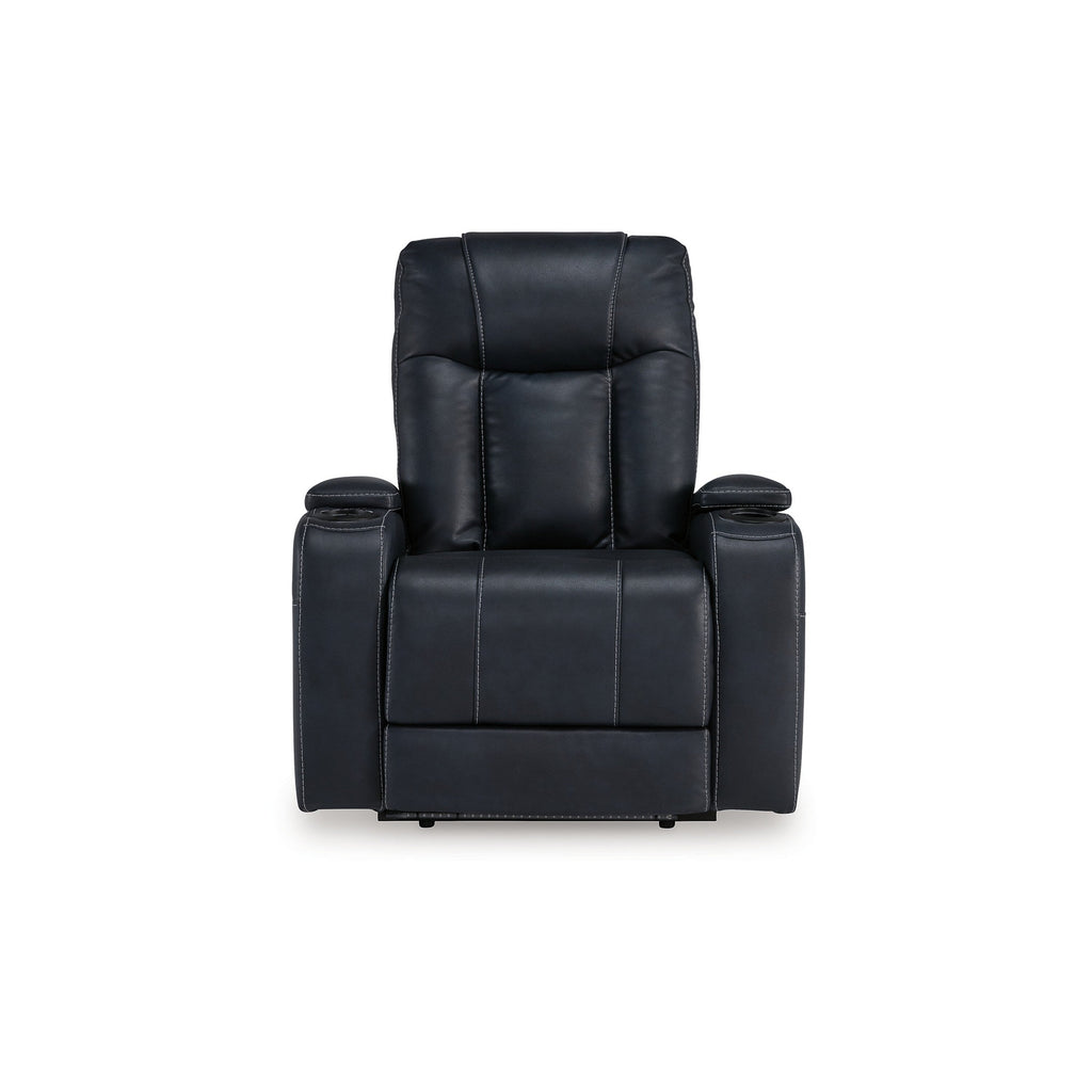 Callum Power Recliner Chair, Adjustable Headrest, Black Faux Leather