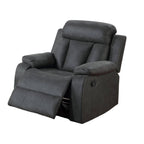 Corie Manual Recliner Chair, Pillow Cushioned, Dark Gray Faux Leather