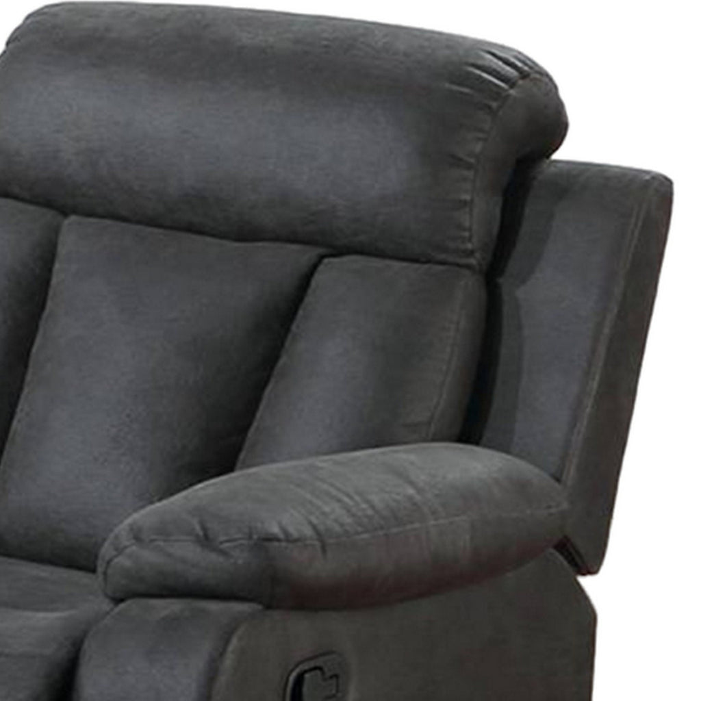 Corie Manual Recliner Chair, Pillow Cushioned, Dark Gray Faux Leather