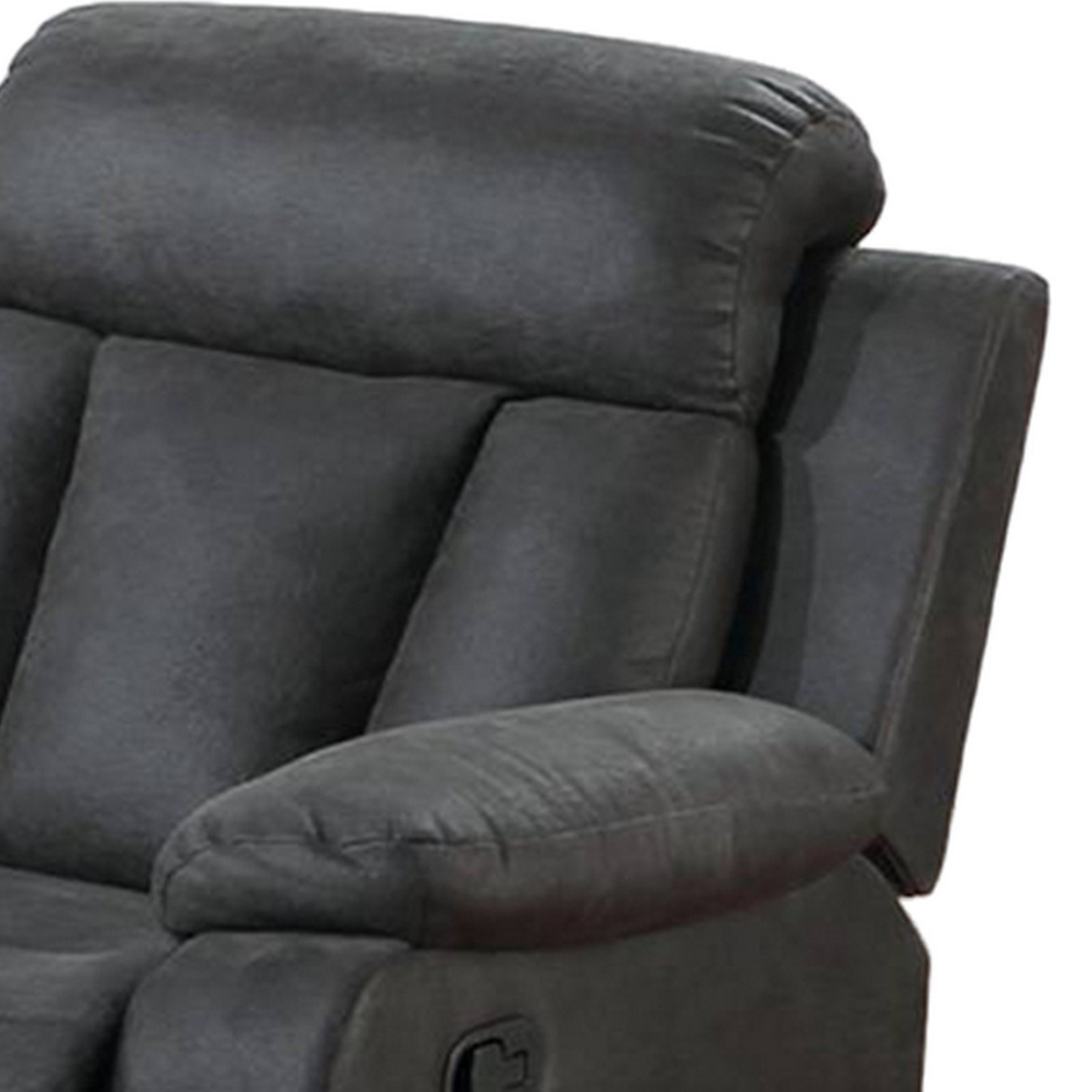 Corie Manual Recliner Chair, Pillow Cushioned, Dark Gray Faux Leather
