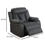Corie Manual Recliner Chair, Pillow Cushioned, Dark Gray Faux Leather