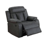 Corie Manual Recliner Chair, Pillow Cushioned, Dark Gray Faux Leather