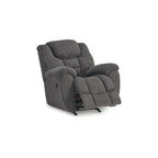 Dane Manual Rocker Recliner Chair, Gray Polyester, Pillow Top Arms