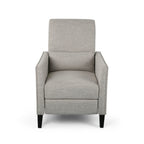 Davy Pushback Recliner Chair, Nailhead Trim, Birch Wood, Gray Fabric