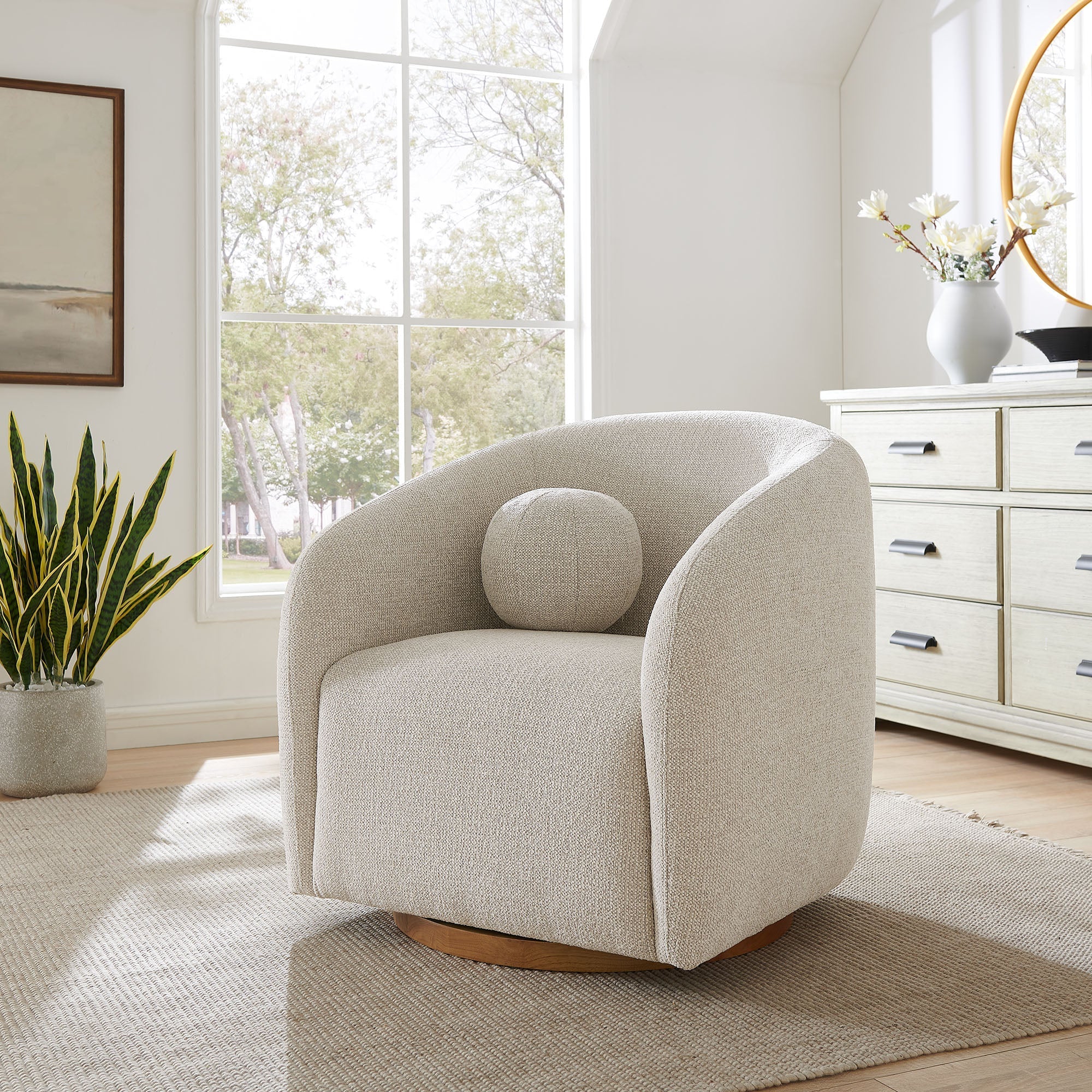Fauteuil en tissu Chennie, gris tourterelle