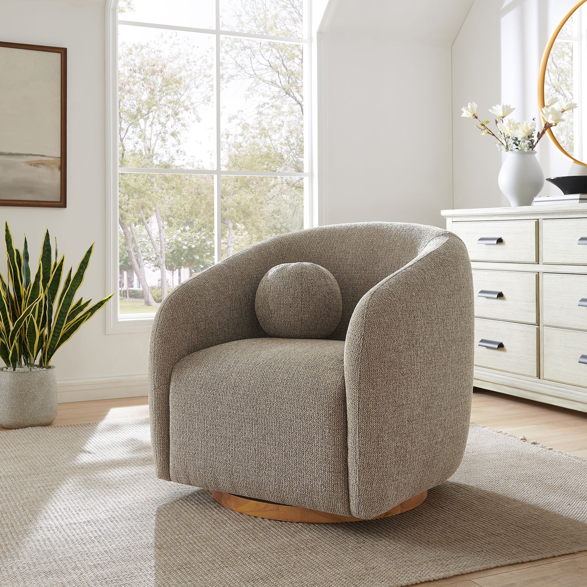 Fauteuil en tissu Chennie, taupe