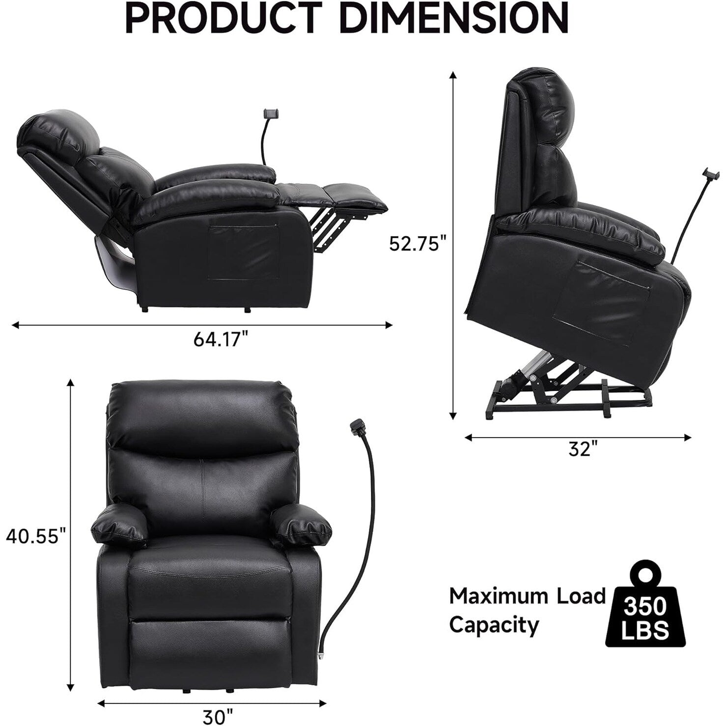 Electric Lift Recliner, Power Lift Recliner Chair with Waterproof Fabric