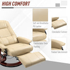 Faux Leather Manual Swivel Recliner Chair with Footrest, Armrest and Wrapped Wood Base