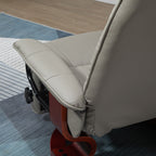 Faux Leather Manual Swivel Recliner Chair with Footrest, Armrest and Wrapped Wood Base