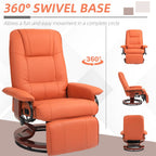 Faux Leather Manual Swivel Recliner Chair with Footrest, Armrest and Wrapped Wood Base